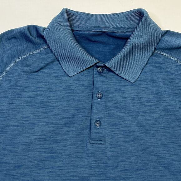 Lululemon Metal Vent Tech Polo Shirt Mens XL Blue Short Sleeve Mesh Silverescent - Picture 4 of 15